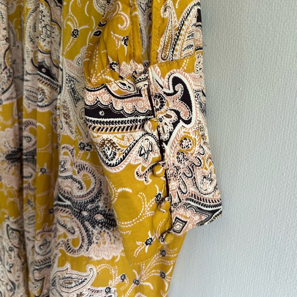 Free People Yellow Paisley V-Neck Tunic - Picture 11 of 13